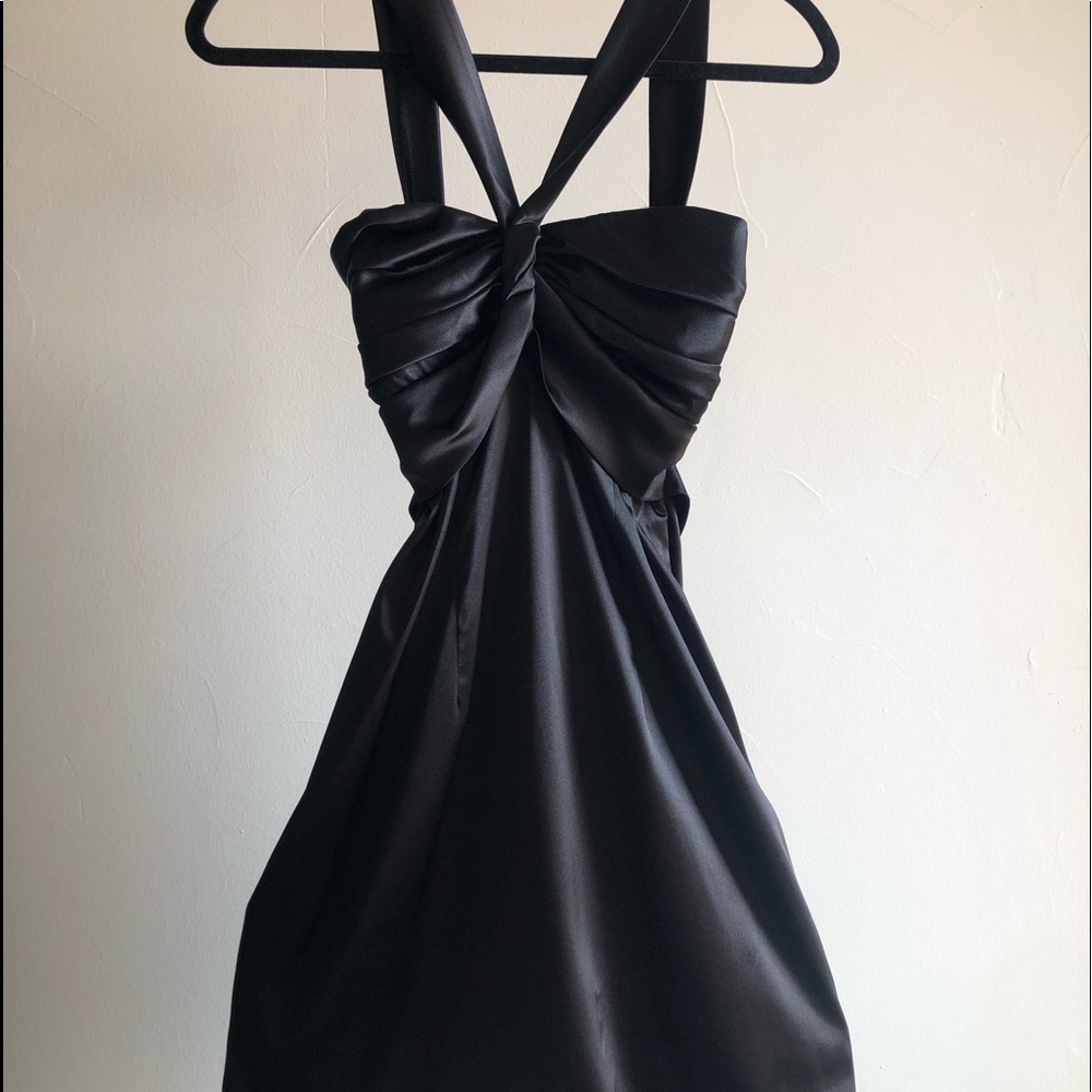City Triangles Faux Silk Halter Cocktail Dress